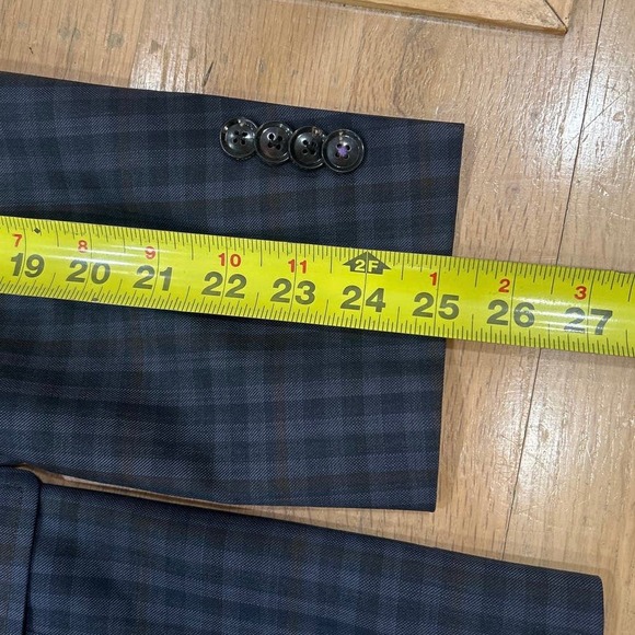 Men's Ted Baker Endurance 100% Wool Plaid Blazer‎ Sport Coat Navy 42R READ - Picture 5 of 13